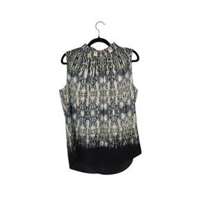 Antonio Melani Womens 100% Silk Top Size Medium Black Animal Print Chic Feminine